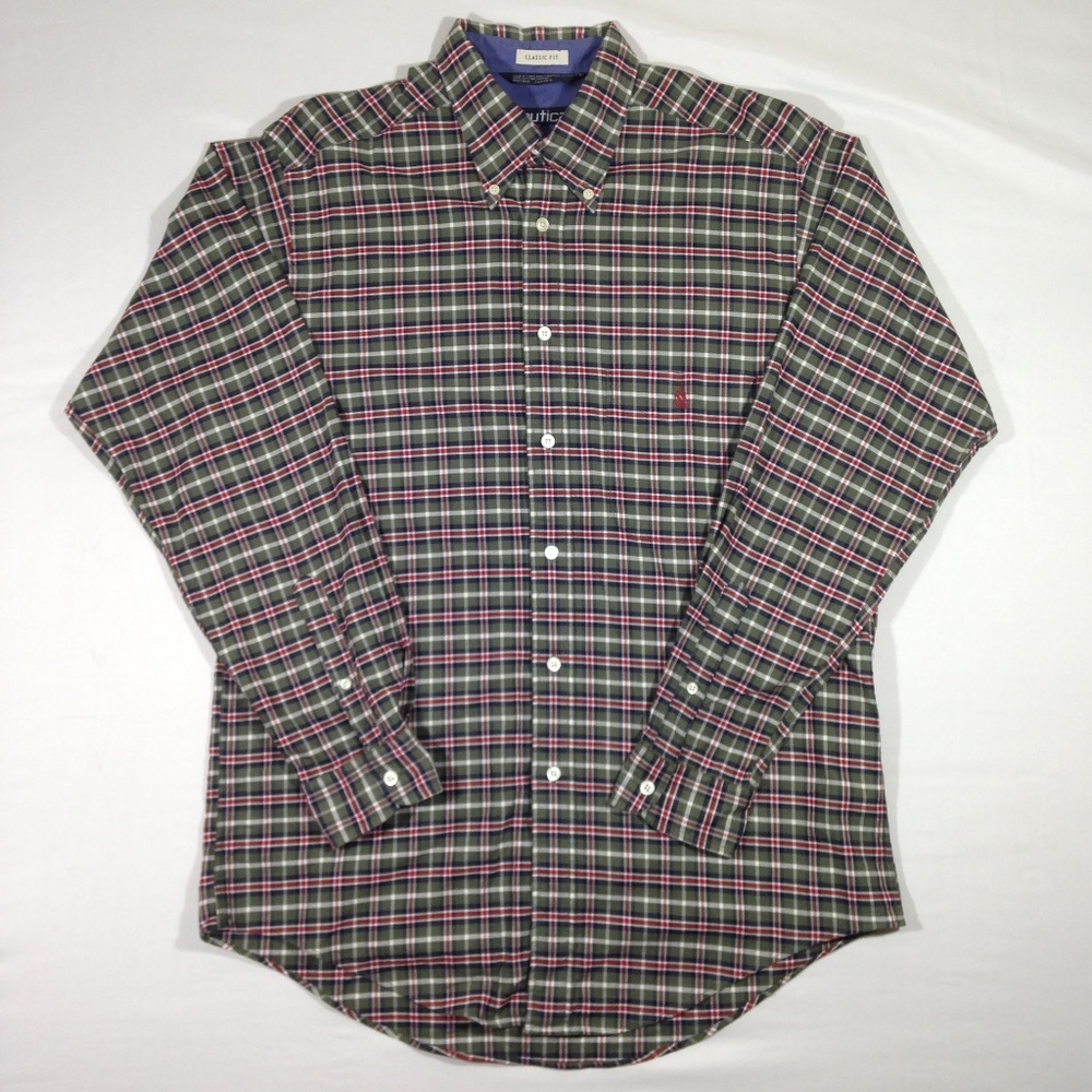 Vintage Nautica Plaid Long Sleeve Shirt